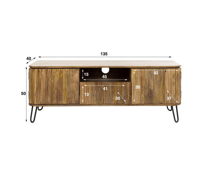 TV-meubel wave 135 cm mangohout - zandkleur | Meubelplaats