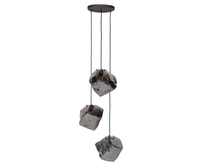 Hanglamp Rocky Chromed 3 lampen - Glas