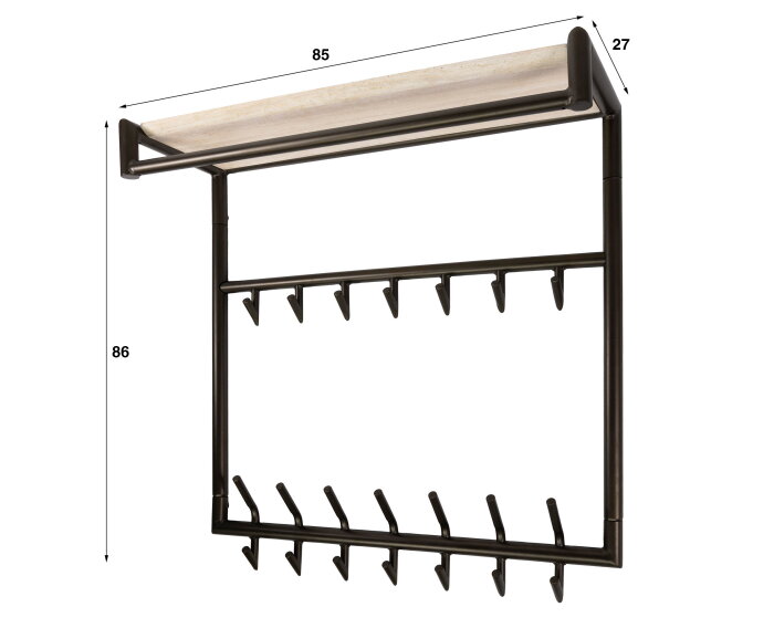 Kapstok Terra hoog roede-hoedenplank - Melamine travertine
