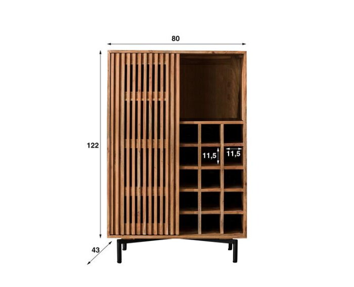 Wijnkast Rio Acacia 80 cm - Naturel | Meubelplaats