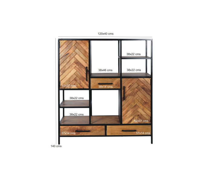 Vakkenkast Brooklyn | 140 cm | Livingfurn