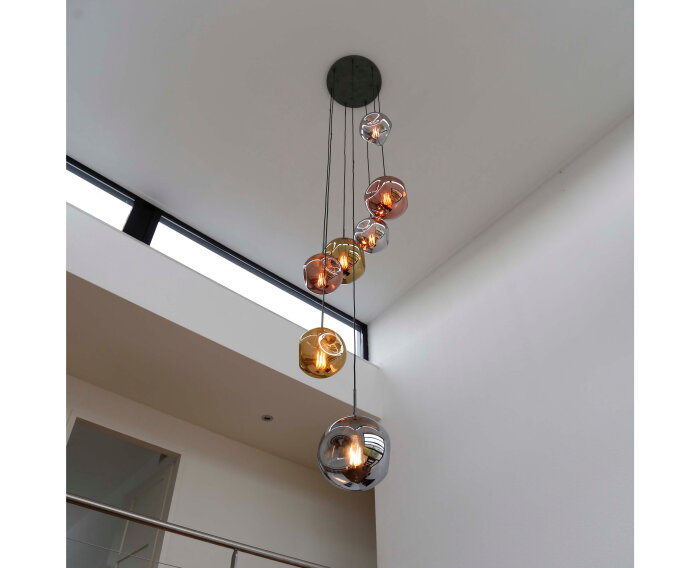 Hanglamp Stellar getrapt 7-lichts - Oud zilver