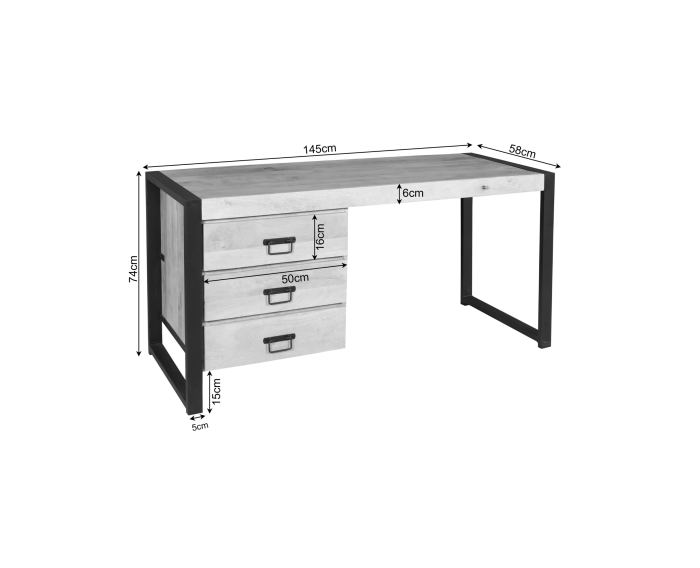 Bureau Britt 145 cm mango metaal - Naturel | Meubelplaats