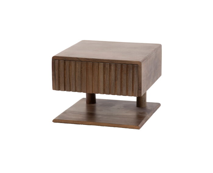 Nachtkastje 1L shelve Carve - Massief acacia drift brown