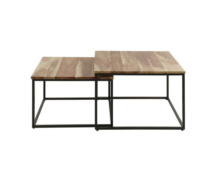 Salontafel set/2 square - Massief acacia naturel