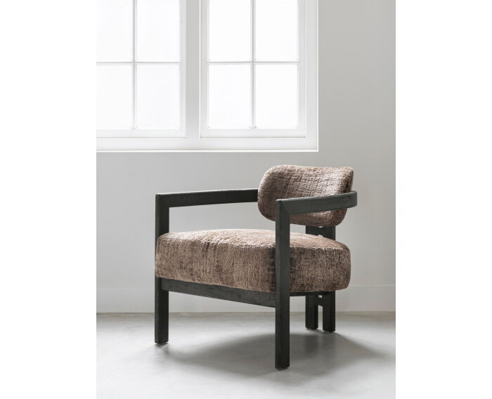 MUST Living fauteuil Kelly - Luxor Hazelnut - Zwart - 75x73x73 cm