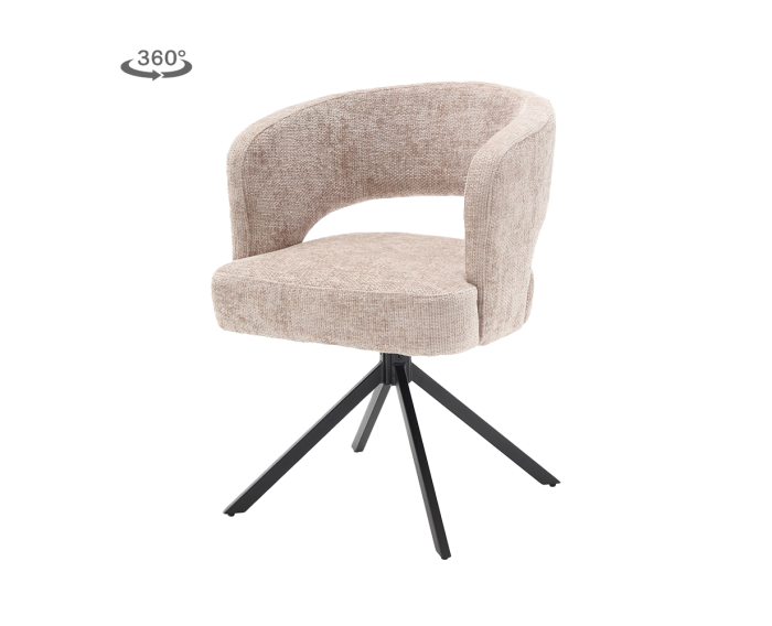Eetkamerstoel Mura draaibaar Chenille - Beige