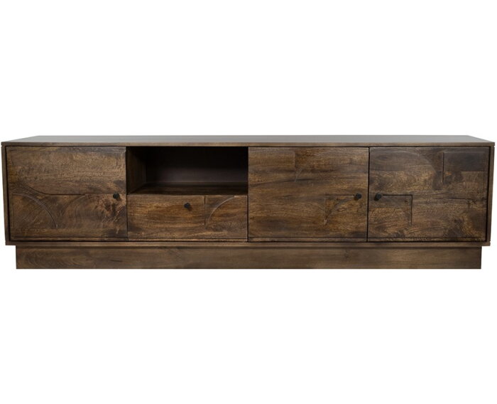 TV dressoir 190 met 3 deuren, 1 lade en 1 open vak, Dark Walnut - Kaapstad Collection