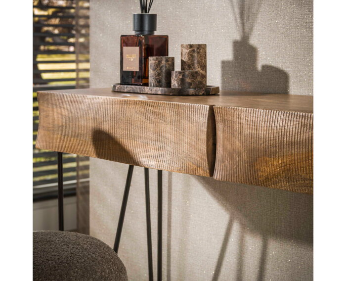 Hal-/kaptafel Ocean - Massief mango zand