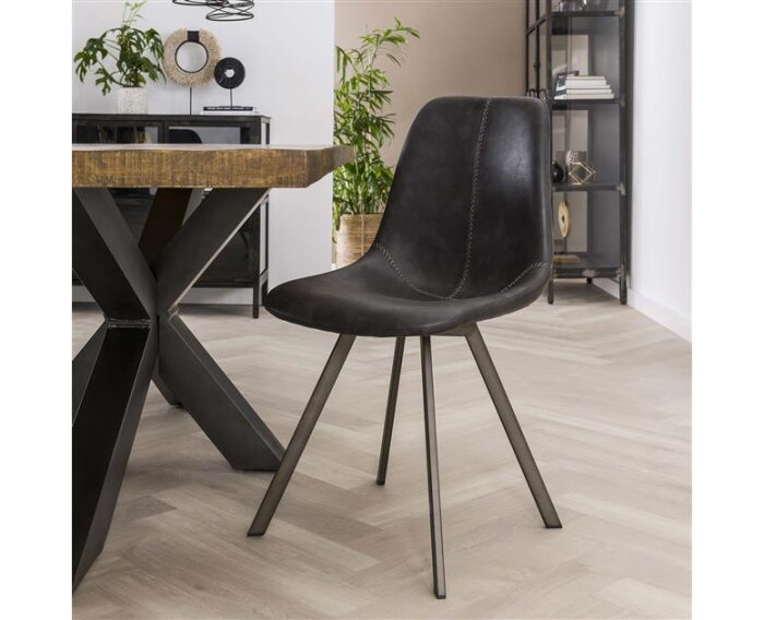 Eetkamerstoel zig-zag plat frame | zwart