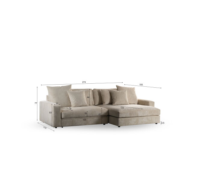 Hoekbank Jean Naturel 274 cm | By-Olaf