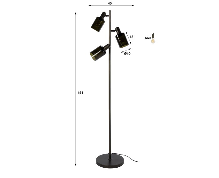 Vloerlamp Sepiora 3L - Sienna bruin