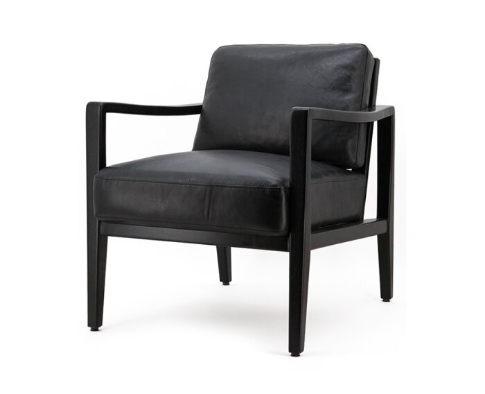 Fauteuil Olaf Zwart Leder - Eleonora 92100 | Meubelplaats.nl