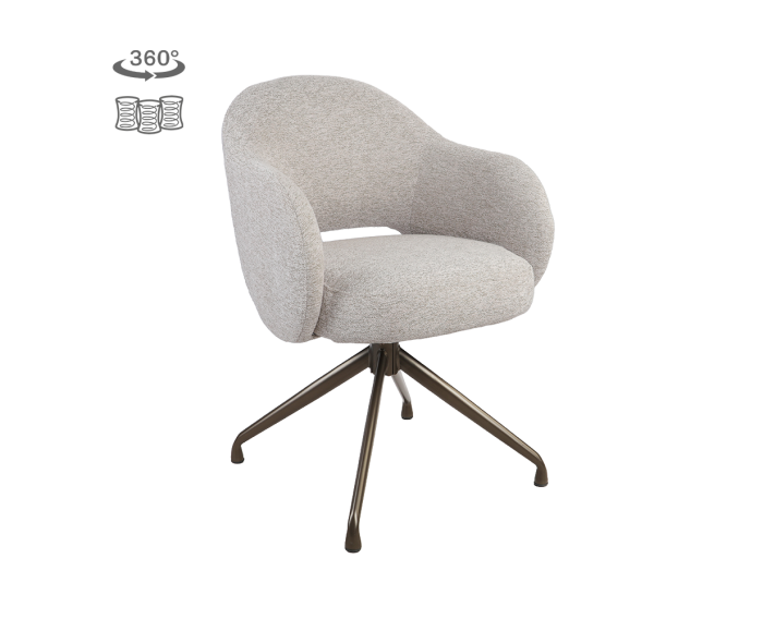Tower Living eetkamerstoel Porto draaibaar Anodic - Toro 25 cream