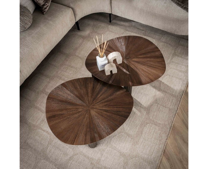 Bijzettafel set/2 driehoek Maya teak - Teak rust brown
