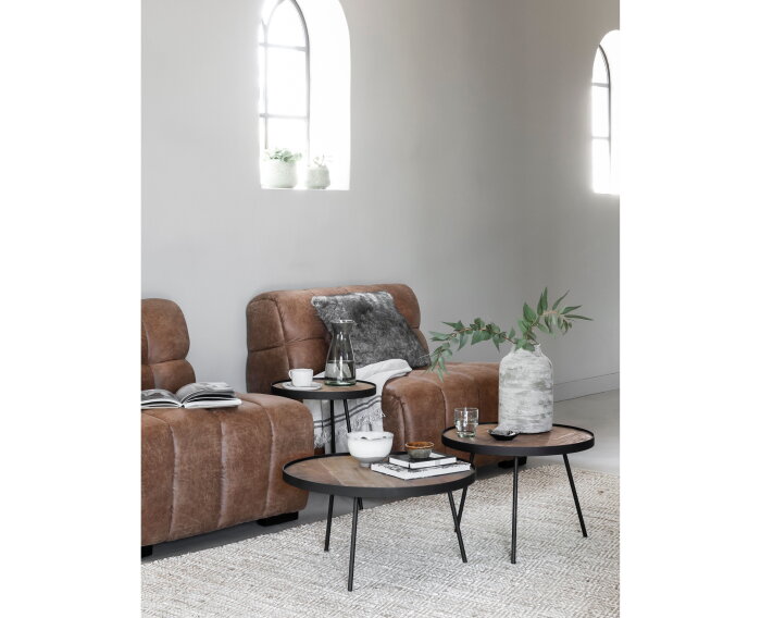 Coffee table Saturnus large NATURAL,30x&Oslash;60 cm, recycled teakwood