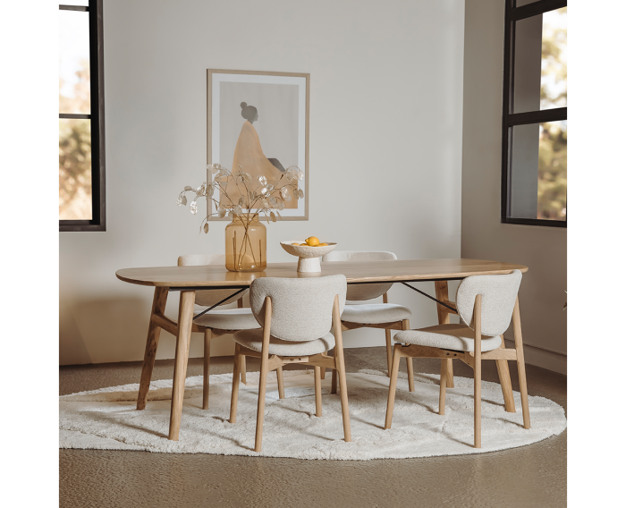 Eetkamerstoel Pimonte eiken  - stof Sahara 102 ivory