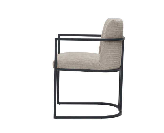 Tower Living Archi Eetkamerstoel met Armleuning – Japandi Stijl – Beige – 55x60x83 cm