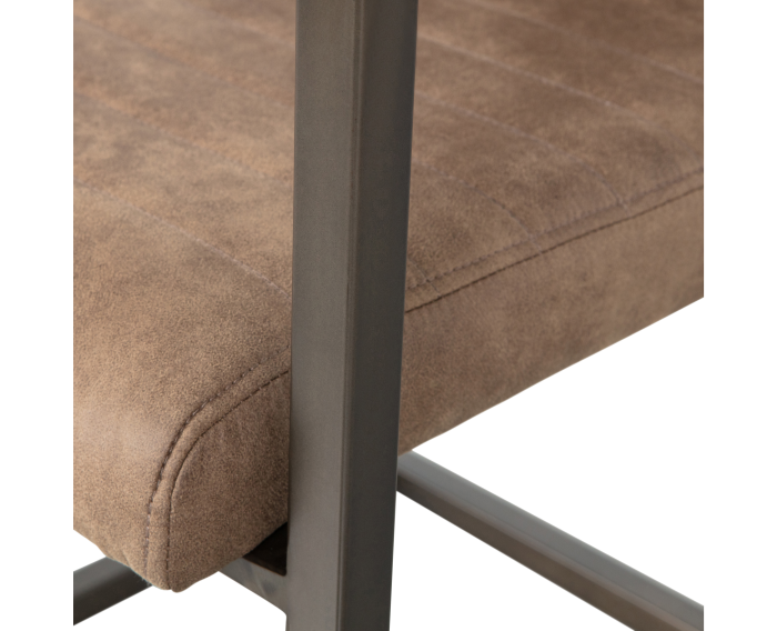 BAS EETKAMERSTOEL LEERLOOK TAUPE - WOOOD