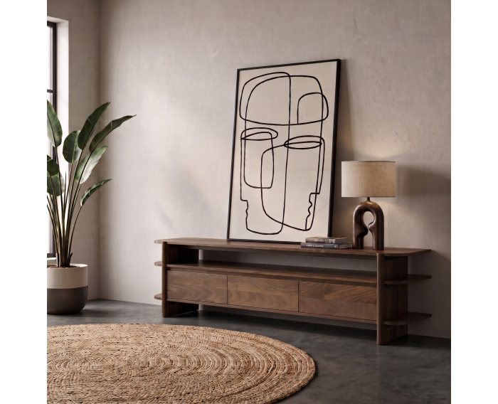 Tv meubel Jade bruin 200x40x50 cm - Japandi