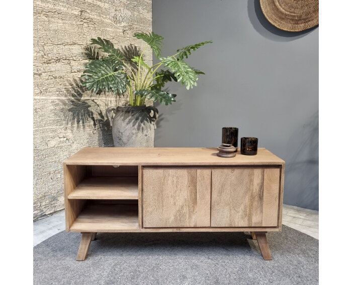 TV-meubel Bibi mangohout 120 cm - lichtbruin