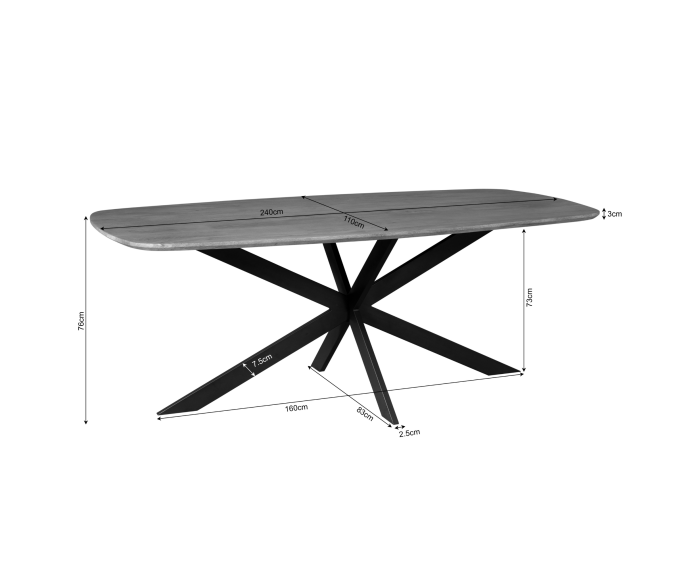 Eettafel Elegance Deens ovaal | 240x110 cm