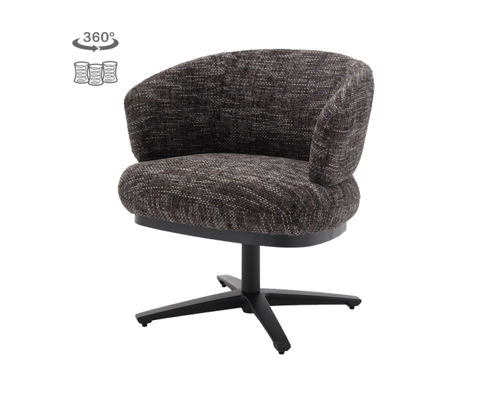 Tower Living Eetkamerstoel Perca draaibaar Chenille - TED 17 blue-grey