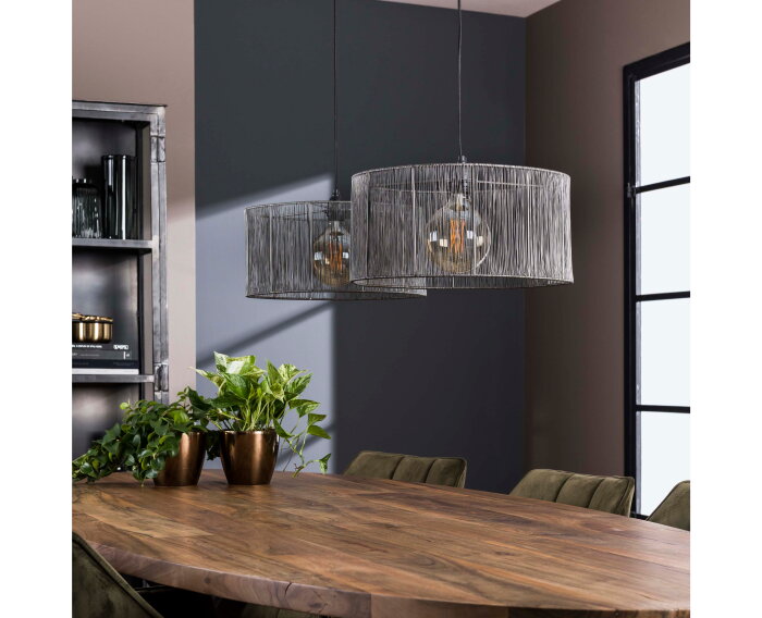 Hanglamp Stringshade 2 lampen - Zwart nikkel