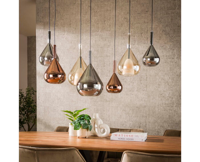 Hanglamp 4+3 wings mix glass - Zwart