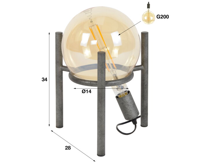 Tafellamp saturn &Oslash;20 lichtbron - Oud zilver