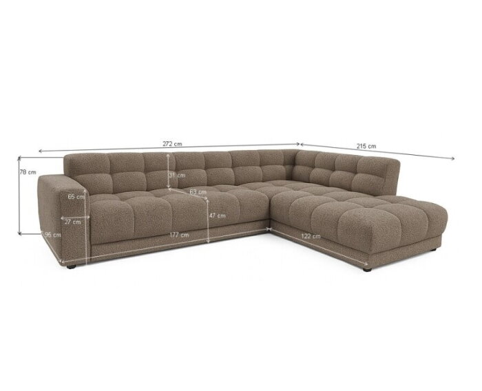 Hoekbank Cosy Links stof Egon 40 Taupe &ndash;  272x215x78 cm - modern