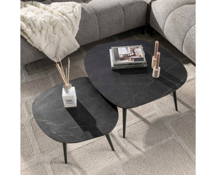 Salontafel Marquina set van 2 organisch - marmerlook