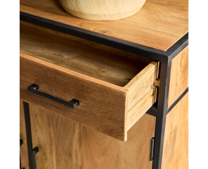 Kabinet kast Denver | Mangohout en staal | 100 cm