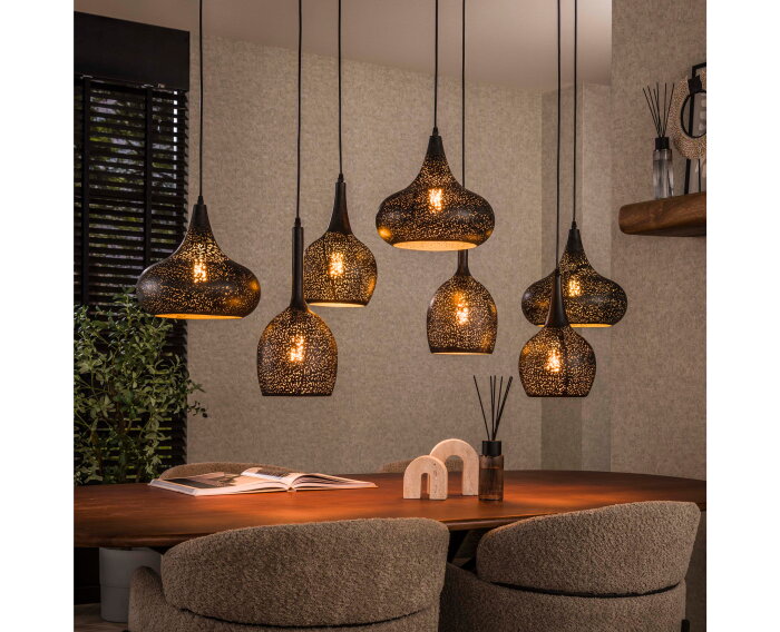 Hanglamp Zip 7 lampen - Artic zwart