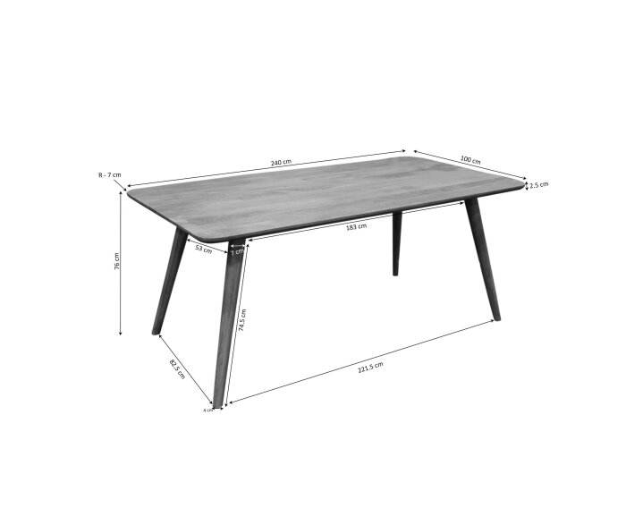 Eettafel Omaha Black | 240 cm