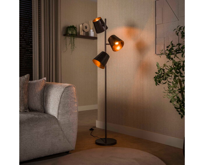 Vloerlamp Kinetic 3L - Urban bruin