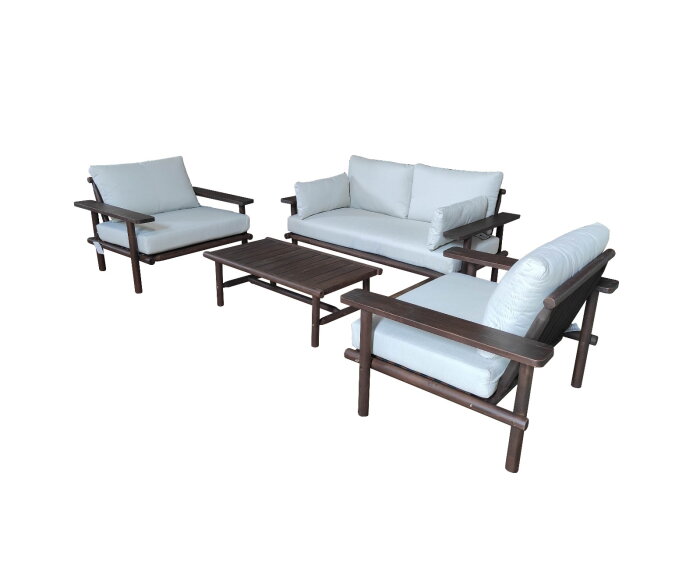 LARUNA LOUNGE SET  -  WOOD ACACIA VINTAGE DARK TEAK LOOK