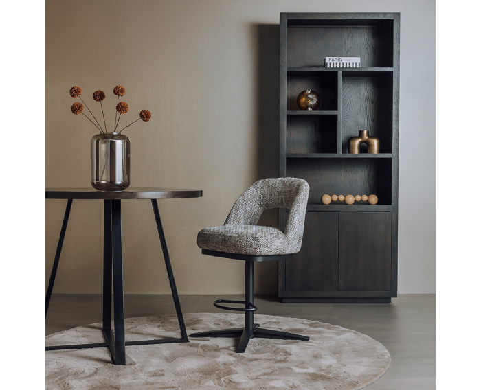 Caldes Barstoel - fabric Ted 8 white-grey (draaibaar)