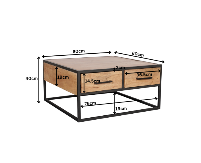 Salontafel Denver | 80x80 cm