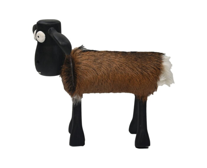 Schaap Shawn klein - 32x14x32 - bruin/zwart - Teak/geitenhuid