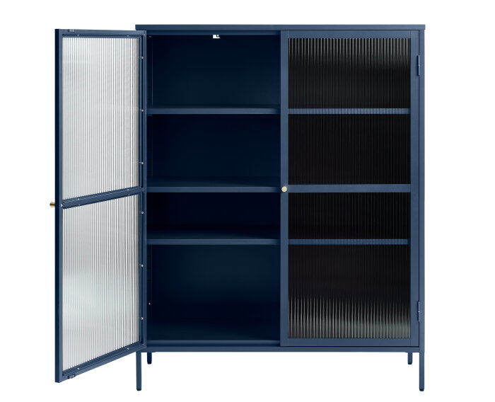 Vitrinekast Bronco metaal 140 cm - Blauw