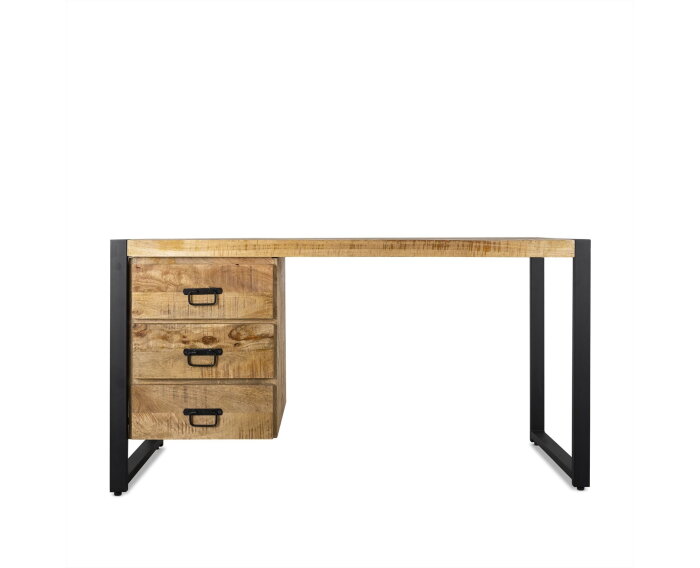 Bureau Britt mangohout 3 lades - Naturel | Meubelplaats