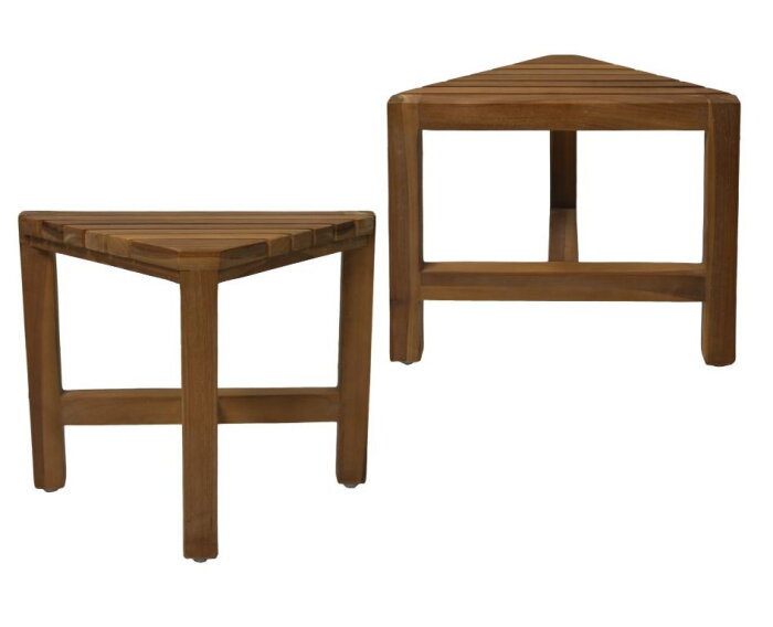 Decoratieve hoek krukjes - 38x20x32 - Naturel - Teak - Set van 2