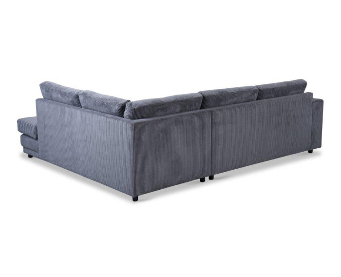 Hoekbank Livaro Antraciet - Zoom 21 Ribstof &ndash; Ottomane Rechts &ndash; 261x204 cm