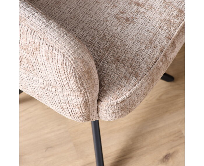 Eetkamerstoel Bella | Beige | Poot Black | Met armleuning