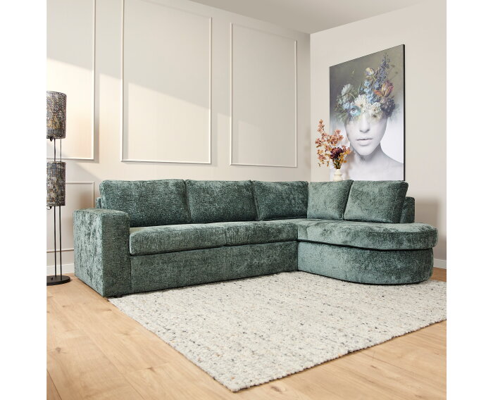 MySofa Alma | Green | 2,5 zits + Divan Rechts | 5 jaar garantie