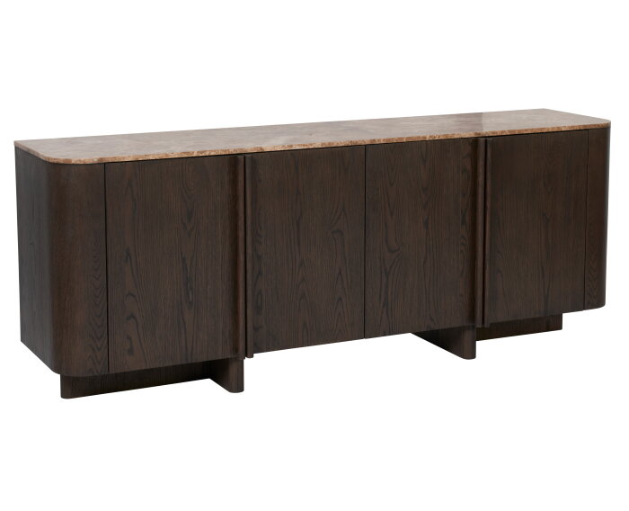 Dressoir Acro eikenhout 192 cm - Emperador marmer - Espresso bruin - Japandi
