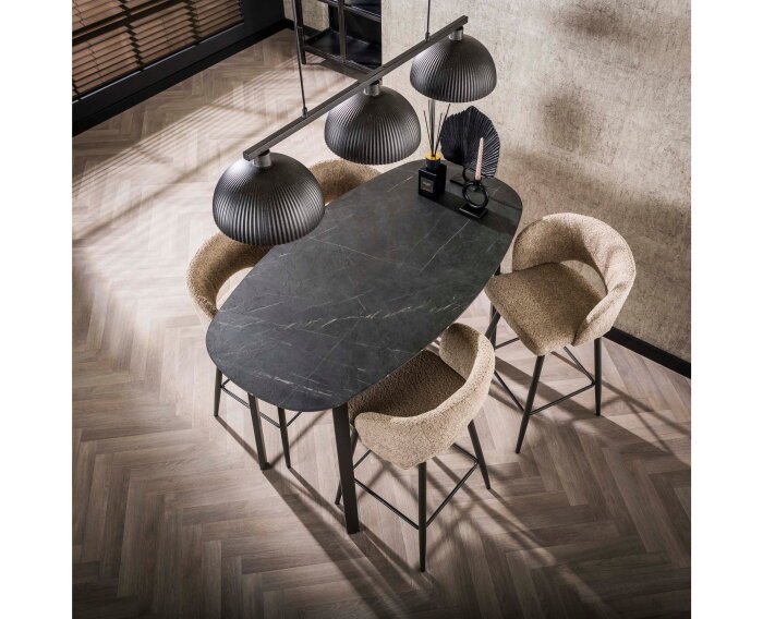 Bartafel Marquina deens ovaal 140x75 cm - marmerlook