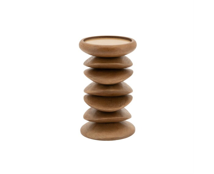 Pillar candle holder Kasane - bruin | BY-BOO