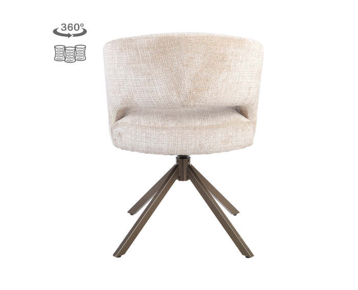 Tower Living Mura eetkamerstoel draaibaar - Cremona 14 beige - Anodic brown